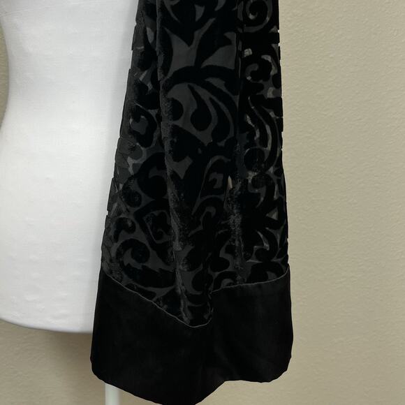 Whimsigoth Black Velvet Burnout Satin Long Shawl Wrap Scarf Evening Occasion - Picture 5 of 7